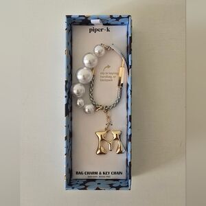 Piper K Bag Charm & Key Chain with Faux Pearls – New in Box, Letter M